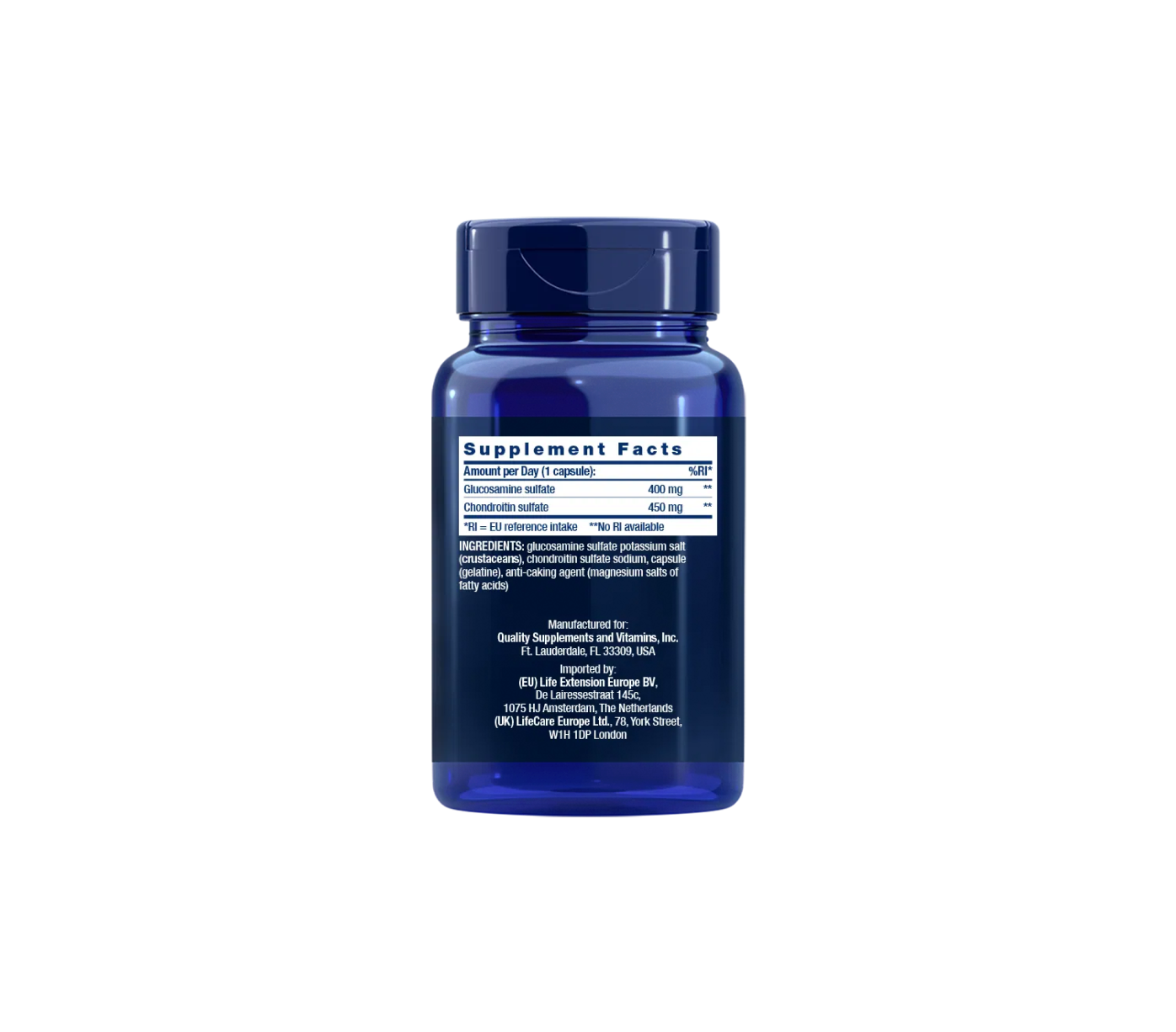 Life Extension Glucosamine/Chondroitin, 100 capsules, high-quality nutrition for healthy joints & cartilage, facts